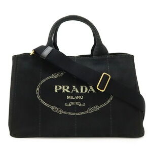 Prada Canapa Tote Bag Shoulder Canvas Nero Black